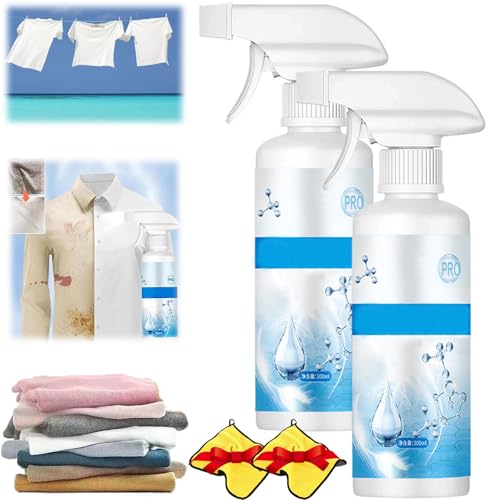 Clothing Emulsifier, Non Ionic Clothing Emulsifier Stain Remover, Powerful Laundry Stain Remover Spray, Stains Remover For Clothes Laundry, Clothes Dry-Clean Spray, For Grease, Oil (2PCS)