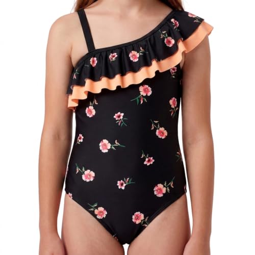 Image of Kanu Surf Girls Morgan Floral Ruffle 1-Shoulder 1-piece Swimsuit