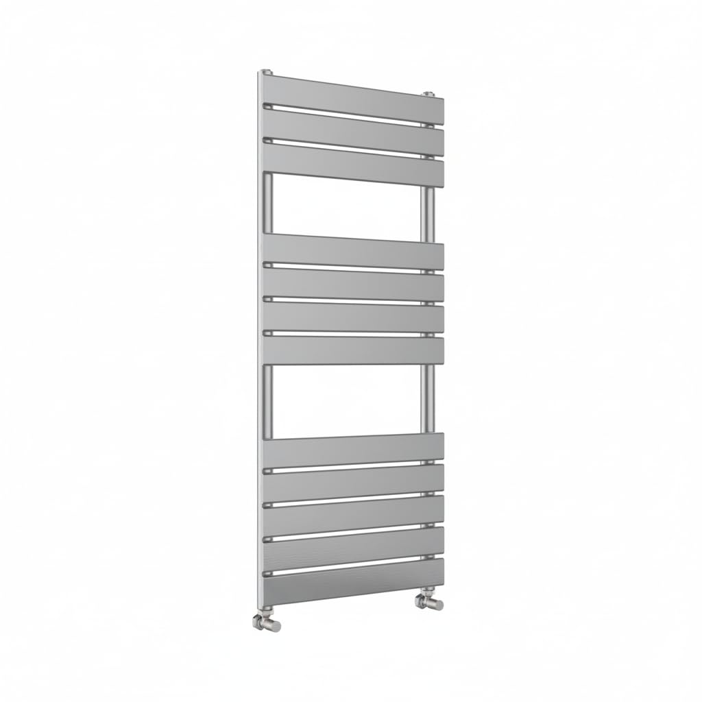 Greened House Richmond Heated Towel Rail Flat Panel Bathroom Towel Radiator Central Heating (Chrome, 500mm W x 1200mm H)