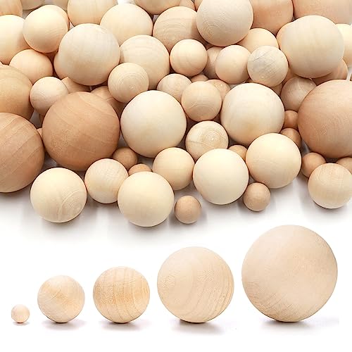 WZYTEU Lot de 100 Perles en Bois, Boules en Bois Sans Trou pour Artisanat Fait Main, Décoration de...