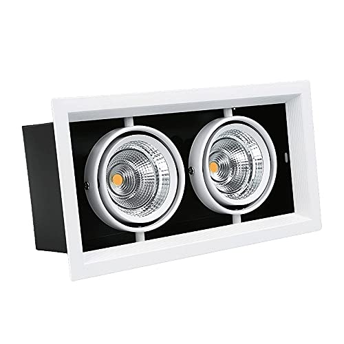Foco empotrable Cuadrado nórdico COB de Doble Cabezal de 7 W, 12 W, 20 W y 30 W para Tiendas, comercios, iluminación empotrada de Aluminio Resistente al Fuego, Panel de Techo para centros comerci