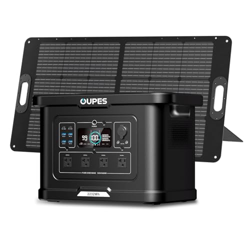 OUPES Exodus 2400 Solar Generator with 100W Panels, LiFePO4 Power Station for Camping, RVs, Home...
