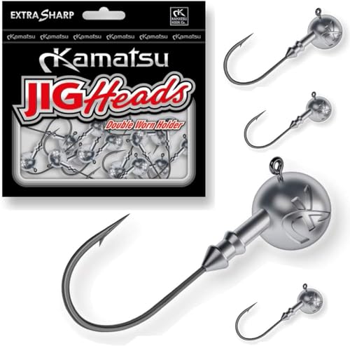 Kamatsu JIGKÖPFE, Jig, Jighaken Rundkopf Jigkopf Haken 6-0/7 Gewicht 1g-35g Set (Hakengröße 6/0 /Gewicht 10g / 25 Stück)