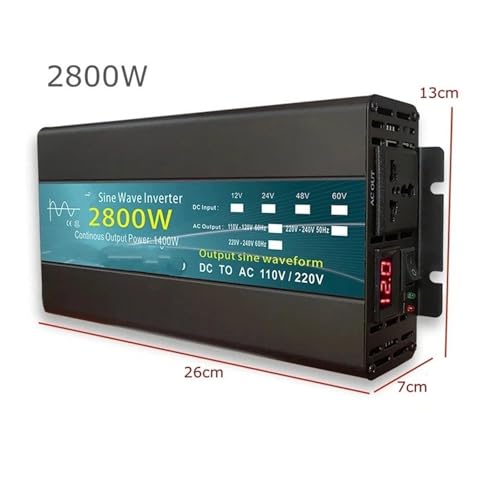 Transformateur Tension 24V 220V 1600W Onduleur Solaire Onde Sinusoïdale