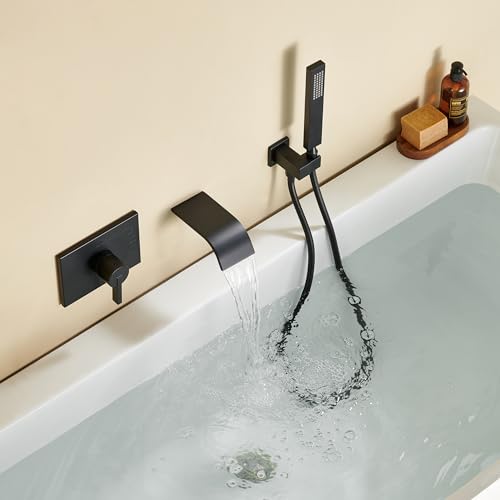 Sooohot 9A2004DH017 Wall Mount Tub Faucet With Waterfall Tub Spout Wall Mounted Bathtub Faucet thumb #1