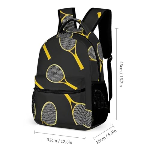 Backpack with Lunch Box Storage Bag Funny Colourful Tennis Racquets And Tennis Balls (1) Bookbag Set Backpack Lunch Box and Cosmetic Bag Bookbag Set2