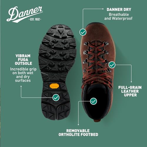 Image of Danner Mountain 600 Leaf Gore-Tex Hiking Boots for Men - Ortholite Tripe Density Footbed - Waterproof Quick Dry Barrier - Vibram SPE Midsole - Full Grain Leather Upper - Traction Outsole