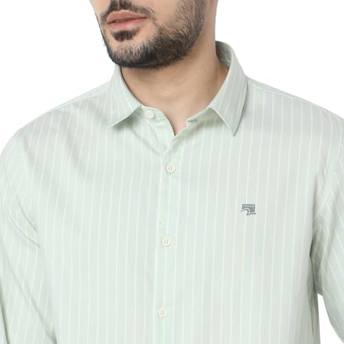 Image of Spykar Men's Relaxed Fit N /A Half Sleeve Striped Casual Shirts