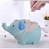 ▼ lindo elefante monedas Piggy banco de moneda Animales decoración de la casa del dinero del regalo de cumpleaños para niños Jixiang Ruyi Resina Alcancía