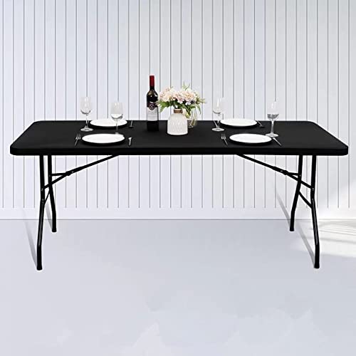 IZTOSS Table a Manger Pliante - Table de Jardin Exterieur Plastique - Rectangulaire - Pliable (Table-Noir)