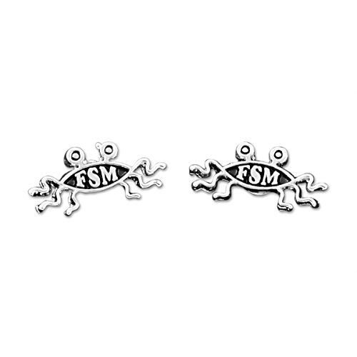 FSM Flying Spaghetti Monster Post Earrings - [Silver][1/2