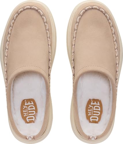 Image of HEYDUDE Women's Remi Toastee Suede Clog Slip On Shoe | Lightweight Easy On Sherpa Lined | Durable Grip Outsole
