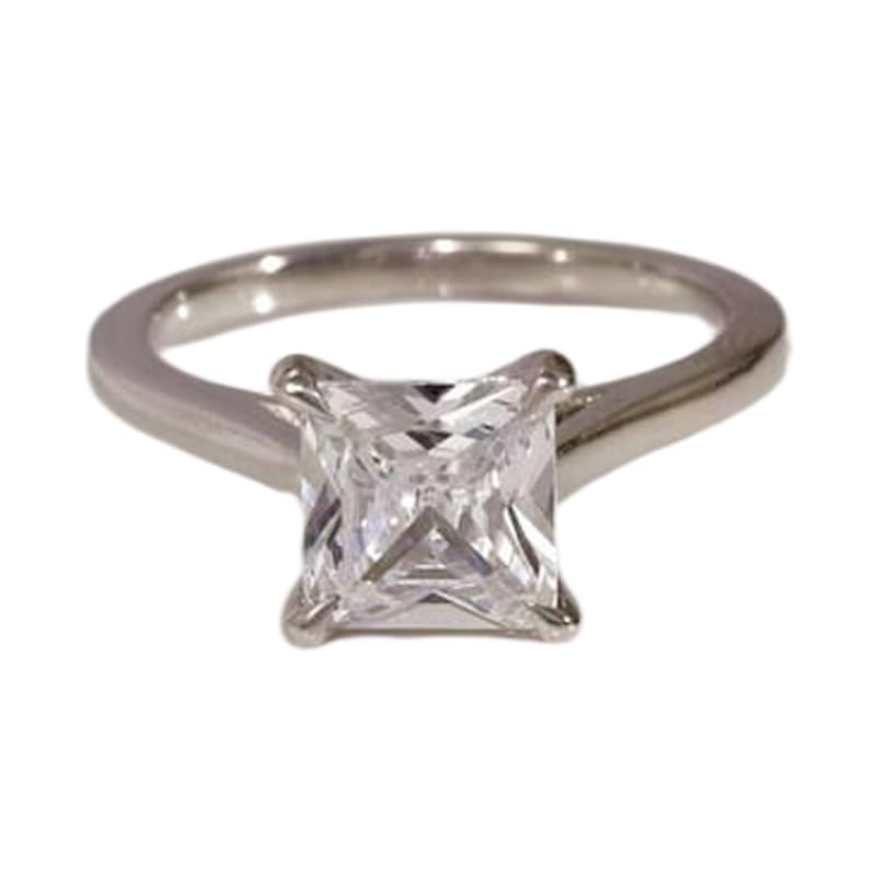 Bague solitaire en argent sterling 925 anneau serti pierre CZ
