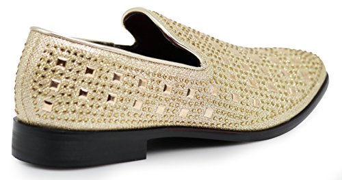 Image of SPK11 Men's Vintage Fashion Rhinestone Designer Dress Loafers Slip On Shoes Classic Tuxedo Dress Shoes