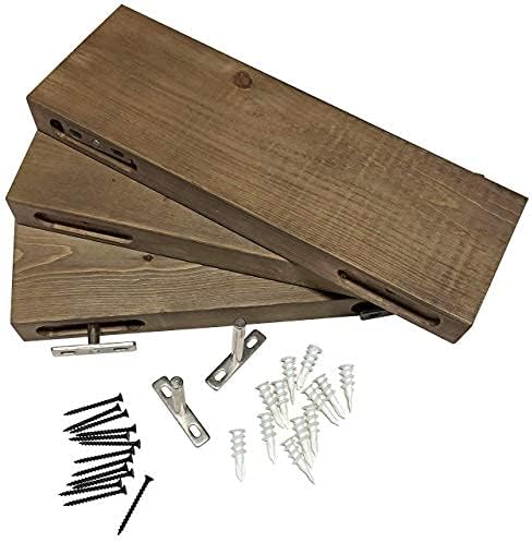 Mark One Home Goods Rustic Farmhouse 3 Tier Justified Floating Wood Shelf - Floating Wall Shelves (Set of 3), Hardware and Fasteners Included (White Oak, 16")