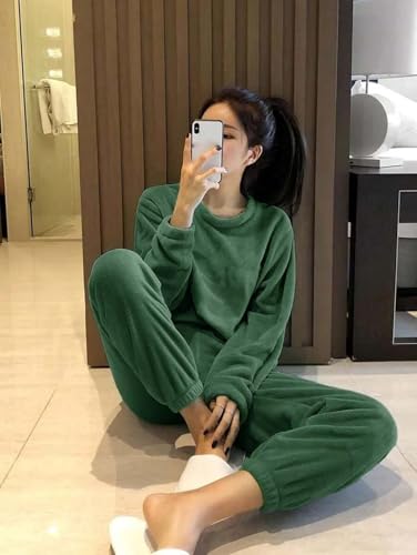 Image of KOTTY Women's Fleece Tracksuit Set | Woolen Co-ord Sweatpants for Winter | Loose Fit Winterset for Ladies