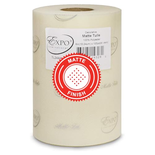 Image of Expo International Decorative Matte Tulle Spool of 6 inch X 100 yards | Ivory
