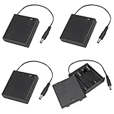 AITIAO 4PCS 4 AA Battery Holder with Switch 6V Battery Case Box Holder with Cover 4X 1.5V AA Battery Storage Box with DC 5.5x2.1mm Male Connector