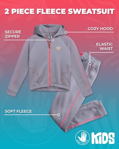 Body Glove Girls' Jogger Set - 2 Piece Fleece Sweatshirt and Sweatpants Sweatsuit (7-12)2
