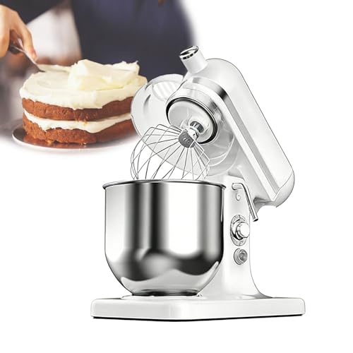 LFHWHKJ Esta batidora vertical profesional 5 en 1 es una batidora vertical eléctrica de bajo ruido que se puede utilizar para hacer pan, pasteles, batir huevos y moler carne.(White)