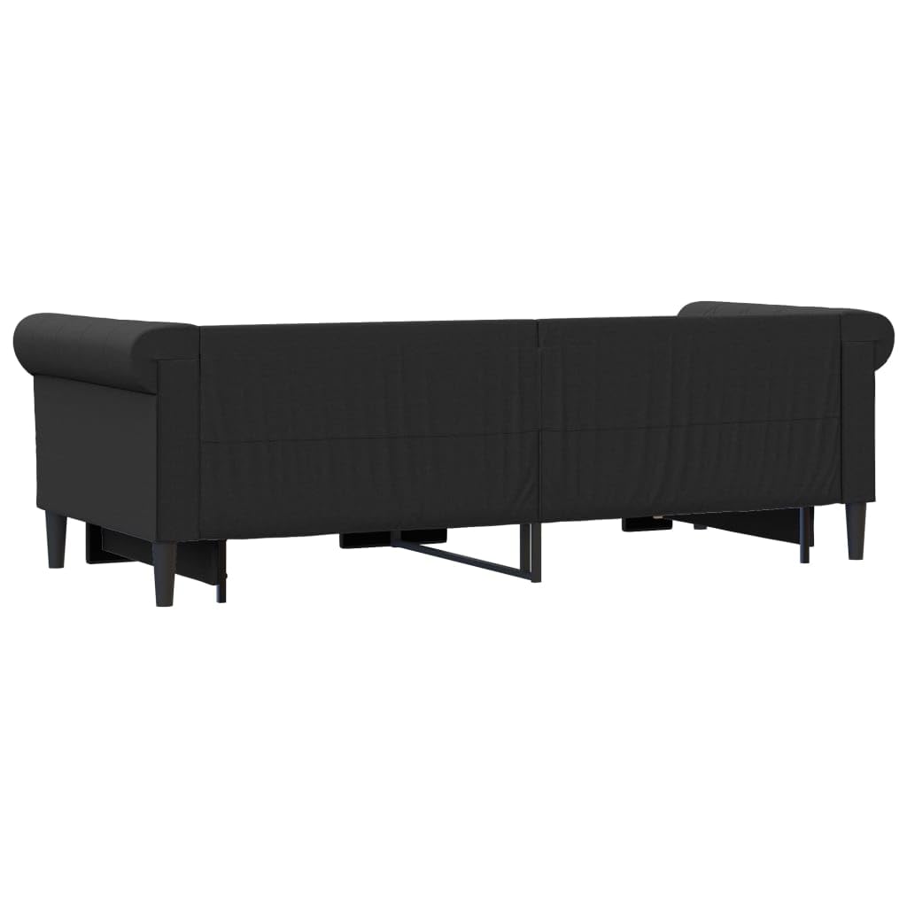 vidaXL Divano letto allungabile con rete a doghe, letto per camera da letto, soggiorno, divano, letto estraibile, nero, 90 x 200 cm