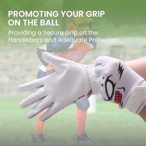 FINGER TEN American Football Receiver Handschuhe für Youth Jungen Mädchen, Torwarthandschuhe rutschfest Impact Palm Protection Outdoor Sport, Wasserdicht Gloves Fit Kinder (Grün, S)