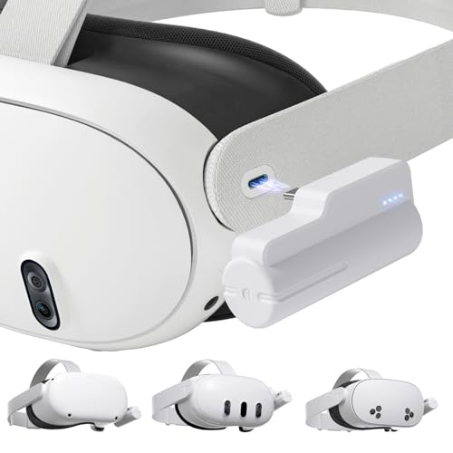 Kuject 5000mAh Battery Pack for Quest 3s/3, Quest 2, 15W Fast Charging Power Bank for Extra 3-5 Hours Playing time, Lightweight VR Accessories with Power Indicator for Meta Oculus 2, 3s/3