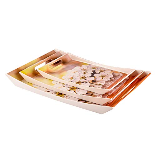 Image of UPC Premium Melamine Break Resistant Serving Tray Modern Shape-Ocean Designs(Set of 3 - S, M, L)