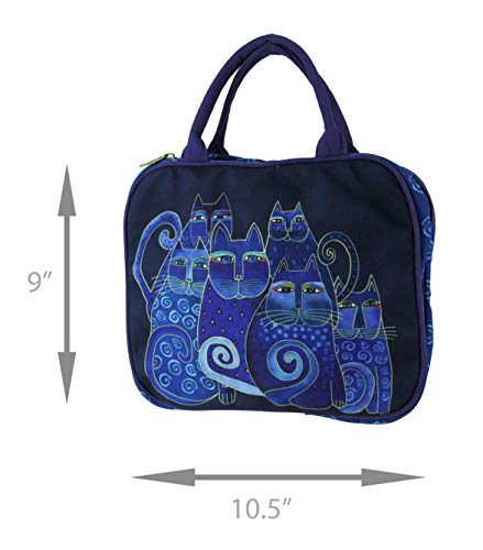 Laurel Burch Indigo Cats Cotton Cosmetics Travel Tote miniatura 4