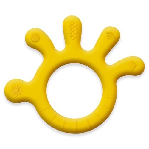 Image of Infantso Finger Shape Soft Silicone Teether for 6+ Months, BPA Free Teething Toy for Babies with Textured Surface for Soothing Gums. 100% Food Grade, No-Choke Design (Finger - Yellow)