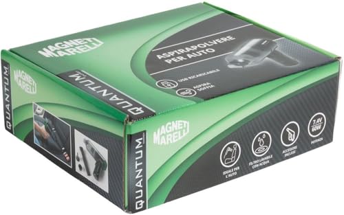 Magneti Marelli USB-wiederaufladbarer Autostaubsauger, 7,4 V, 60 W, leistungsstark und kompakt, mit waschbarem Filter und mitgeliefertem Zubehör, ideal zum Reinigen, Staubsaugen und Blasen von Autos