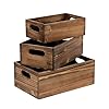 Farmhouse wood crate box set of 3 distressed wooden crates for display decorative wood storage bins rustic wooden basket with side handles home container decor for living room outdoor  urban country home decor