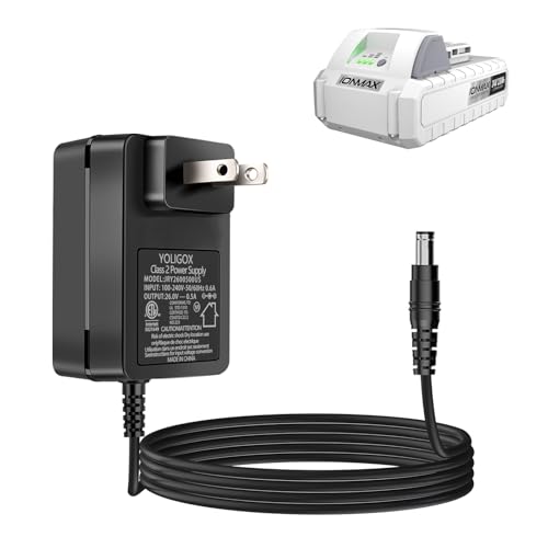 24V Quick Charger Compatible with Snow Joe&Sun Joe 24V Lithium Ion Battery 24VCHRG-QC iON+ Charger for Models iBAT24 & 24VBAT Series Batteries iBAT24-LT iBAT24-XR 24VBAT-LTE 24VBAT-XR AC Adapter