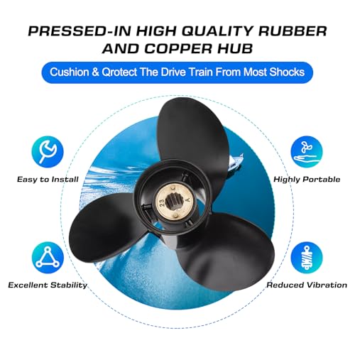 Image of Your Props Marine OEM Upgrade 13 Spline Tooth Prop Aluminum Outboard Boat Propeller Compatible Fit Mercury Engines with 3-1 /4 inch Gearcase 2&4 Stroke 30 /35 /40 /45 /50 /55 /60 /70HP,RH