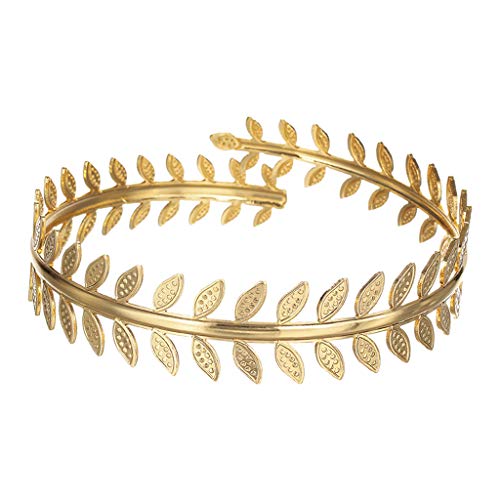 homozy Louro leaf grinalda pulseira braço ajustável festa trançada braço superior manguito anel - Ou