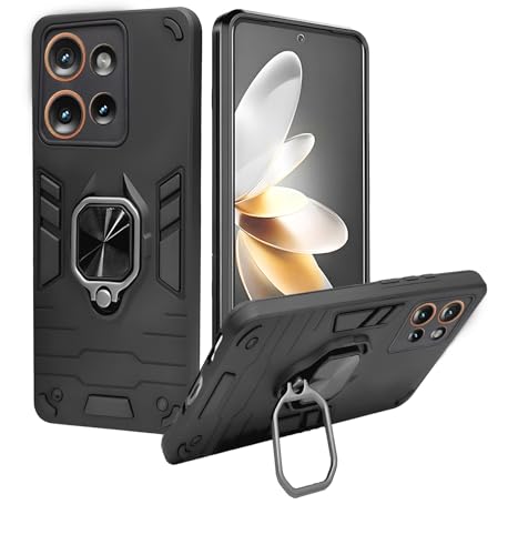 Image of A rtistque Armor Bumper Back Case Cover for Motorola Moto Edge 50 | Stylish Ring Holder & Inbuilt Stand | Shockproof TPU Protective Design | 360 Degree | Moto Edge 50 Back Cover - Black
