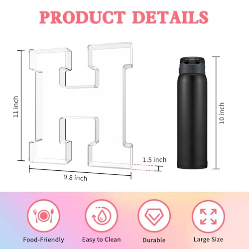 11" Acrylic Letter Charcuterie Tray, Charcuterie Letters Fillable Box for Food, Reusable Serving Cake Candy Dish Display Tray for Birthday Anniversary Party Decoration (Letter H) - Image 4