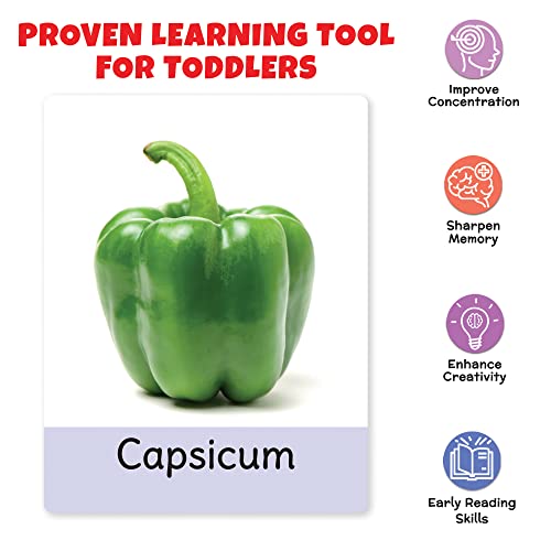 Image of Big Flash Cards for Kids: Vegetables | 32 Double-sided Picture Cards, Durable & Water Resistant | Early Learning & Development Toy for Preschooler & Toddler 2-6 Years | Can Be Wiped Clean