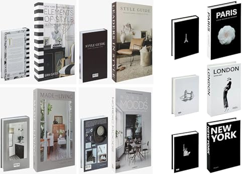 Duscdesp 7 Stück Deko Bücher Set, Mode Dekoratives Buch für Heimdekor, Faltbare Gefälschte Bücher Schwarz und Weiß Regal Dekor Aesthetic, Display Bücher für Couchtisch Büro Coffee Table, Keine Seiten