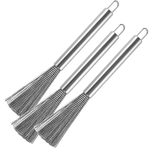 BZKSER Cepillo Alambre - 3pcs Cepillo para ollas de Alambre con Resorte de Acero Inoxidable para el hogar,Utensilios de Cocina fáciles Lavar antiadherentes,Limpieza de ollas y Utensilios de Cocina