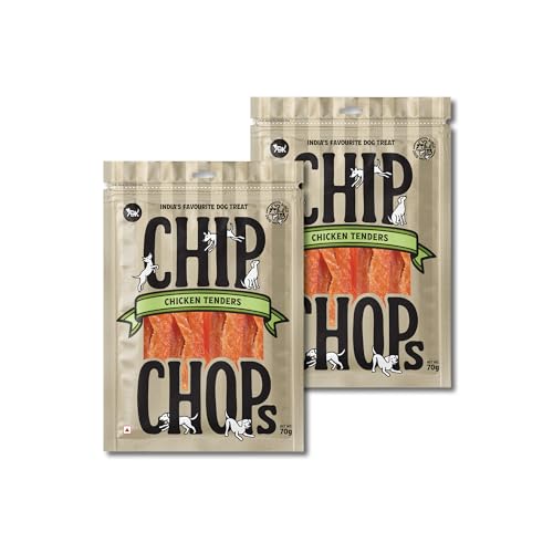 Image of Chip Chops Chicken Tenders Slice Dog Treat, Optimum Health Formula, Digestible, Suitable for All Dog Breeds, No Artificial Flavors Added,All Life Stages, Strips (Pack of 2) 140G