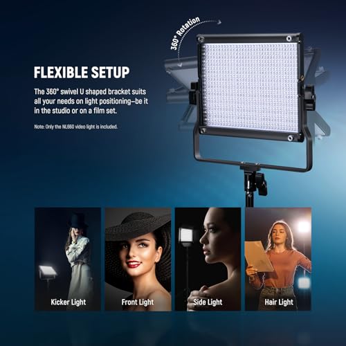 Image of NEEWER Bi Color LED Studio Light with Tripod Stand Barndoors, Video Panel Key Lighting for Video Recording Streaming Photoshoot Photography, 660 LEDs 3200K-5600K 3300lx /1m Dimmable CRI96+, NL660