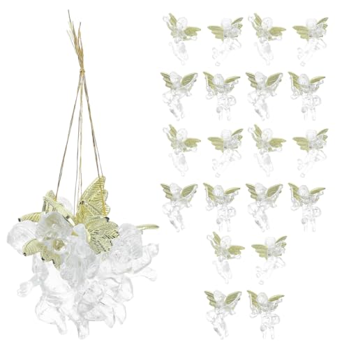 Amosfun Juego de 24 adornos de ángel de Navidad de tamaño pequeño, adornos de ángel de cristal transparente para decoración de árbol de Navidad, 6 cm