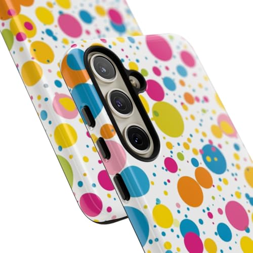 Coque Samsung S24 Plus contre rayures motif pois colorés brillant blanc