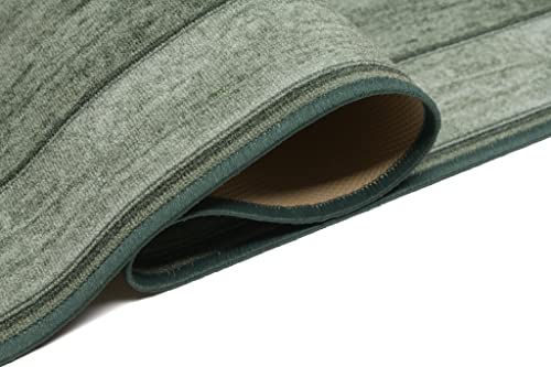 TAPISO Anti Rutsch Teppich Läufer rutschfest Brücke Meterware Modern Grün Meliert Streifen Design Flur Küche Wohnzimmer Diele 80 x 600 cm – Ansicht 9