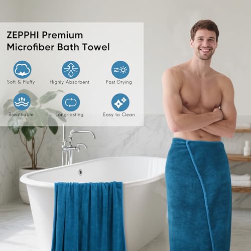 Zepphi Badetuch groß XXL Größe 100 x 200 cm Badetücher Saunatuch Mikrofaser Baumwolle, Weich, saugfähige