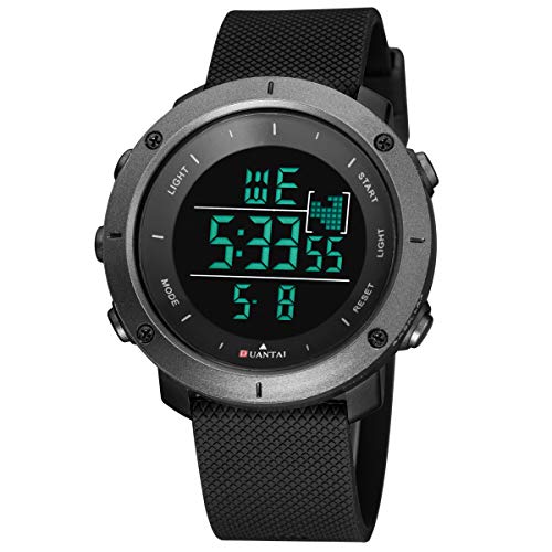SAILINE - Reloj de Pulsera Digital para Hombre, con Carcasa de plástico, electrónico, Resistente al Agua, LED, Deportivo, multifunción (Black)