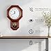 KANEODOT Regulator Wall Clock with Pendulum,Imitation Red Wood Plastic Wall Clock Battery Operated,Vintage Decorative Wall Clocks for Living Room,Farmhouse,Office,Bedroom,Kitchen,Wall Decor