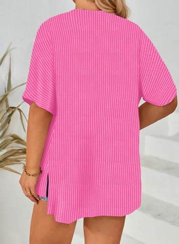 Image of Eytino Women Plus Size Lightweight Cardigan Half Sleeve Ribbed Knit Kimono Cardigans Tops(1X-5X)