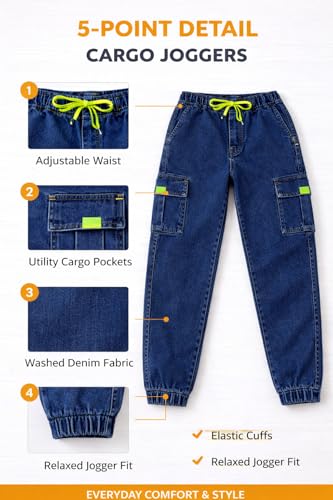 Image of Bold N Elegant Comfy Kid's Trendy Cool Print Washed 6 Pocket Denim Elasticated Jeans Joggers Pant for Baby Boys Girls